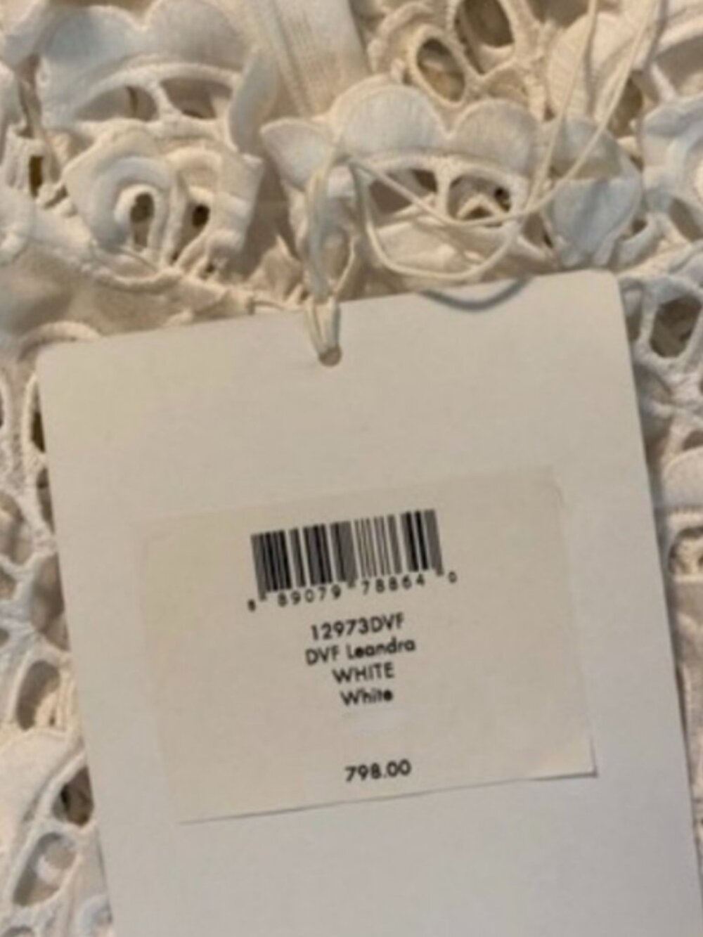 Diane von Furstenberg New Leandra White Eyelet Embroidery Midi Dress Size 4 - Picture 10 of 12